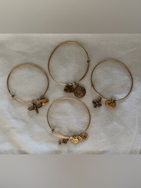 Alex and Ani Gold Charm Bangle Bracelets - Set of Four